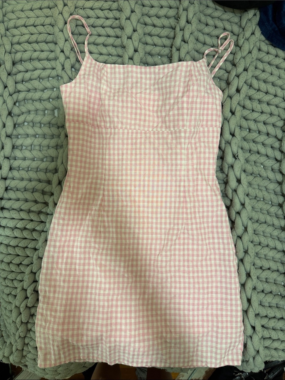 Minnie Rose Pink Gingham Spaghetti Strap Mini Dress